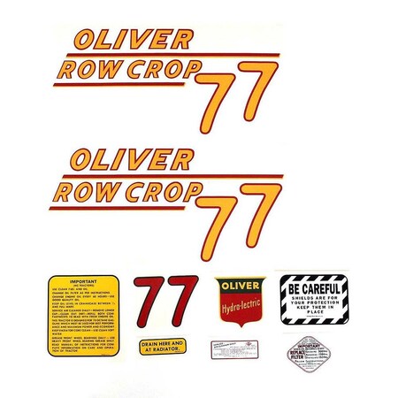 Aftermarket DEC162 Oliver 77 Rowcrop Mylar Decal Set Fits Oliver DEC162-STR